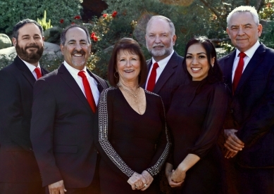 Allen Wealth Management Group team image, from left to right; Tony Ondracek, Gary Allen, Peggy Allen, Coni Resendiz, Ron Benoit, Jr.